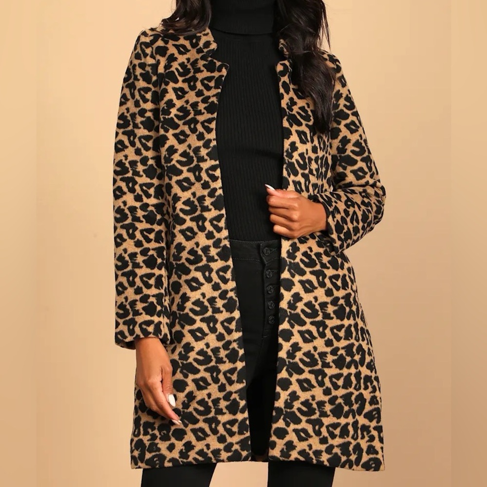 Lulus Feline Fantastic Tan Leopard Print Coat XL
